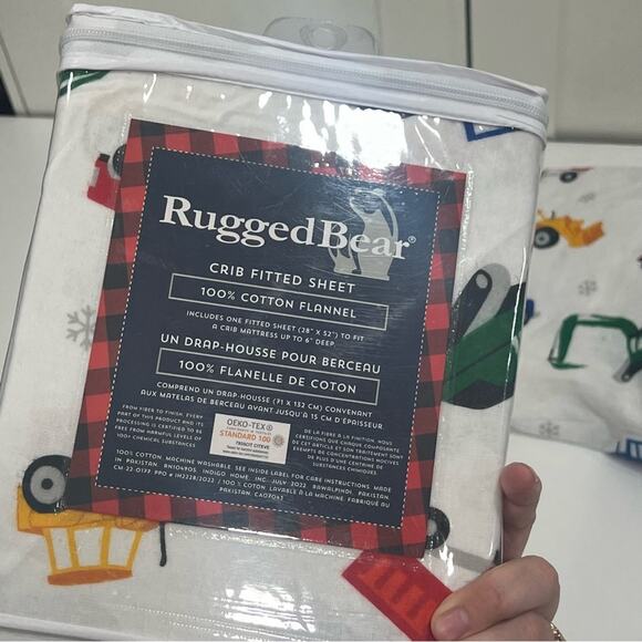 Rugged Butts Multicolor Construction Vehicle 100% cotton flannel Crib Sheet x2 - Picture 4 of 11